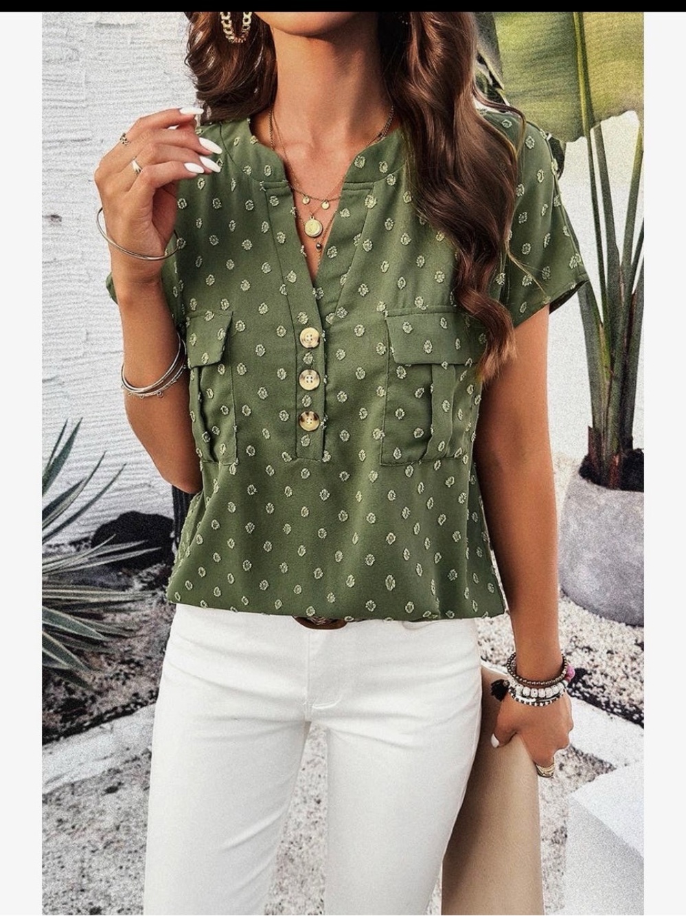 green button dress shirt
